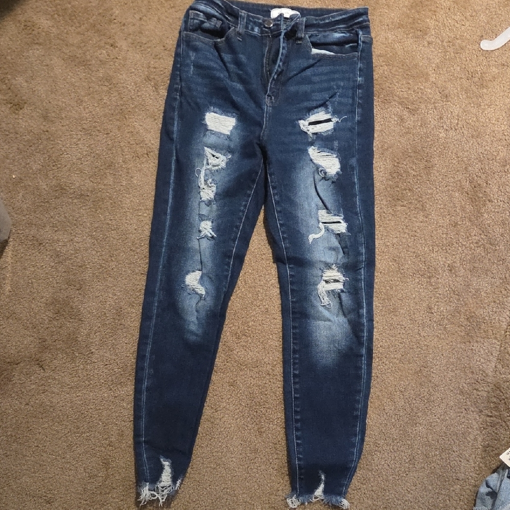 KanCan Dark Blue Distressed Skinny Jeans